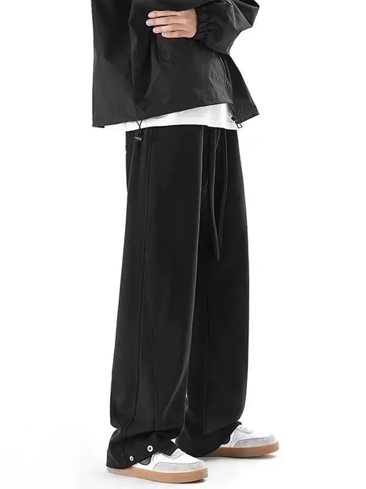 2024 New Style Men's Loose Fit Casual Pants Korean Trendy Versatile Pants Autumn Winter Thin Drape Wide Leg Pants