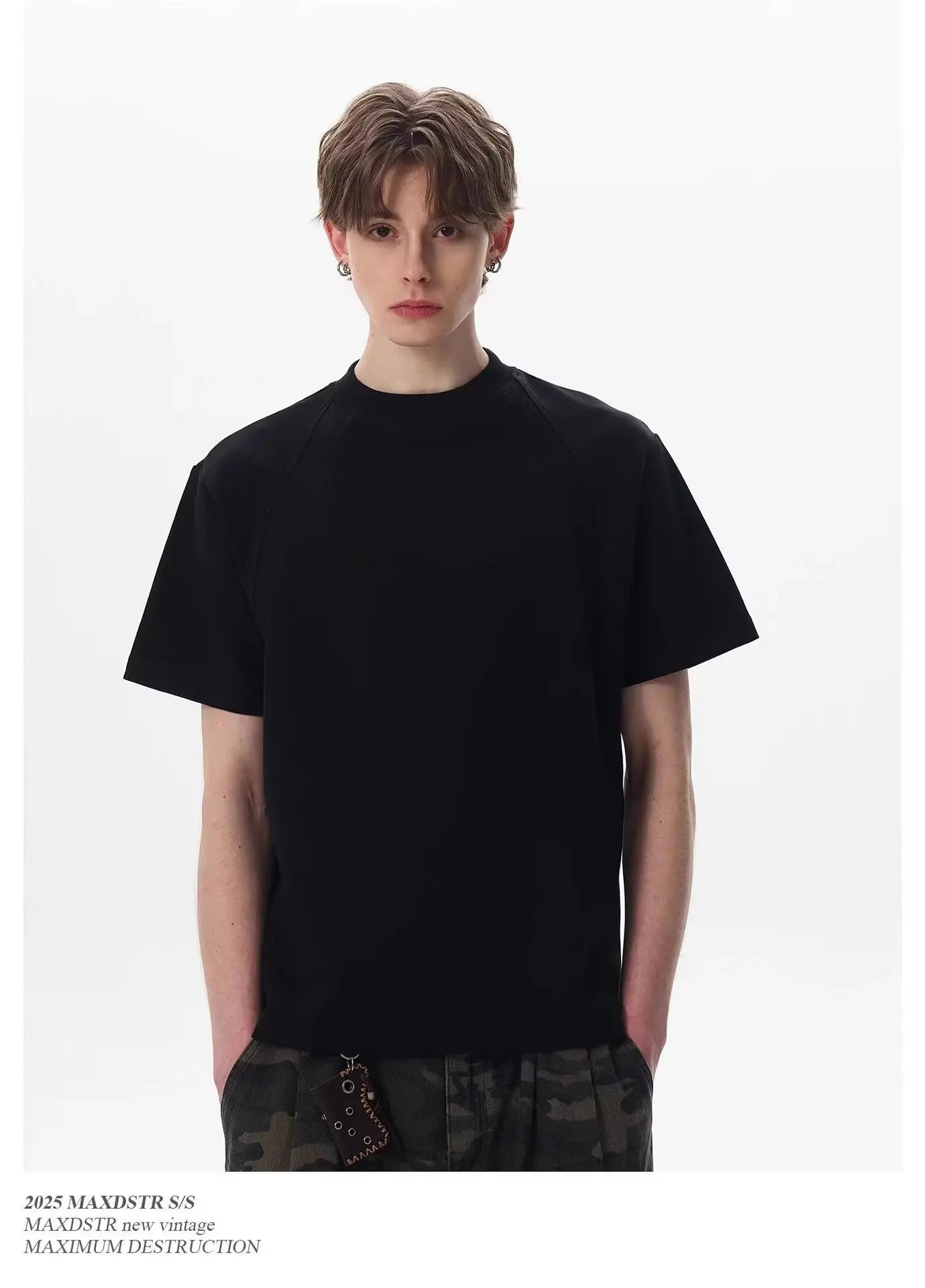 [Max Dstr] CLEANEDGE BOX-CUT COTTON T-shirt st5021