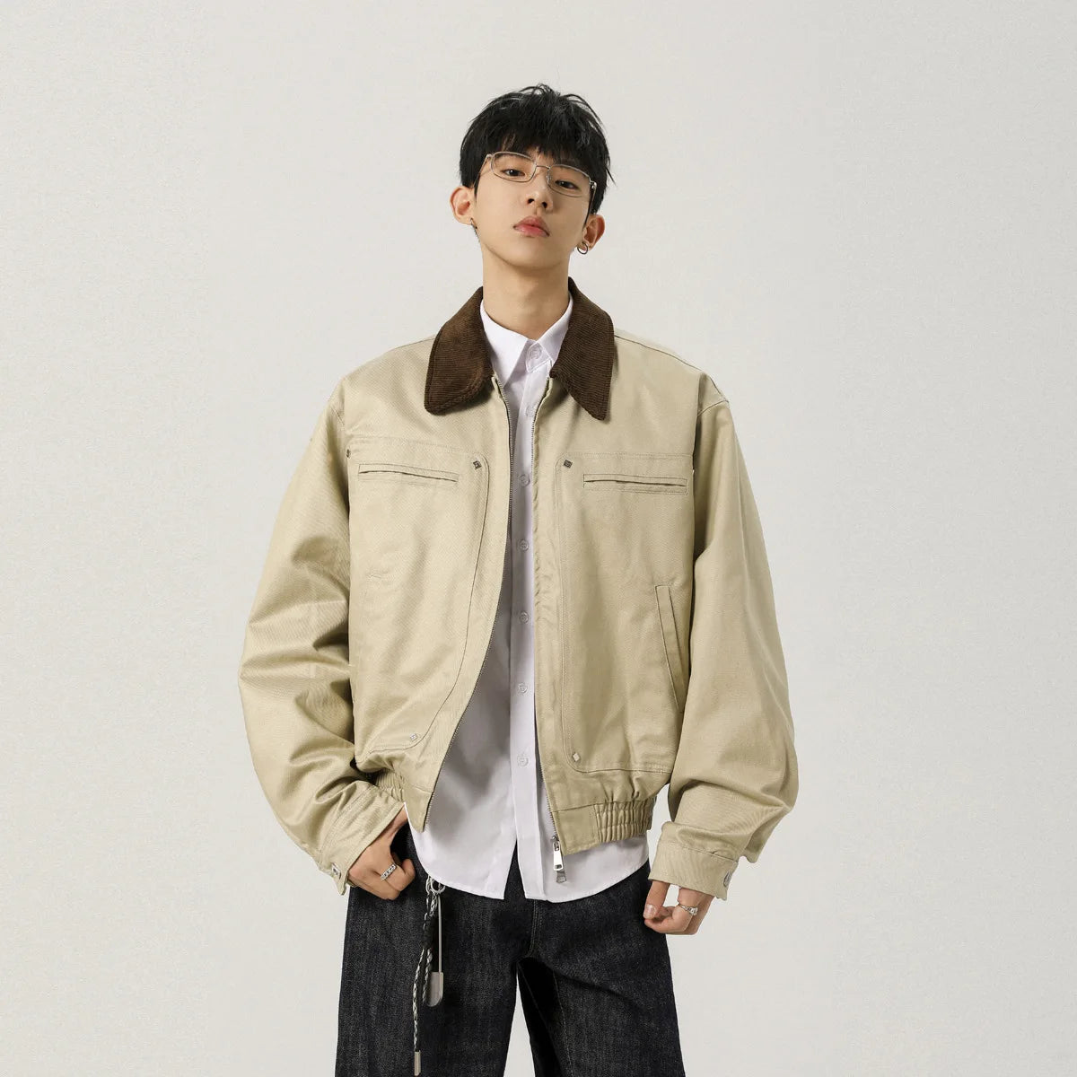 Lapel Vintage Jacket Washed Jacket White Jacket SIN0920