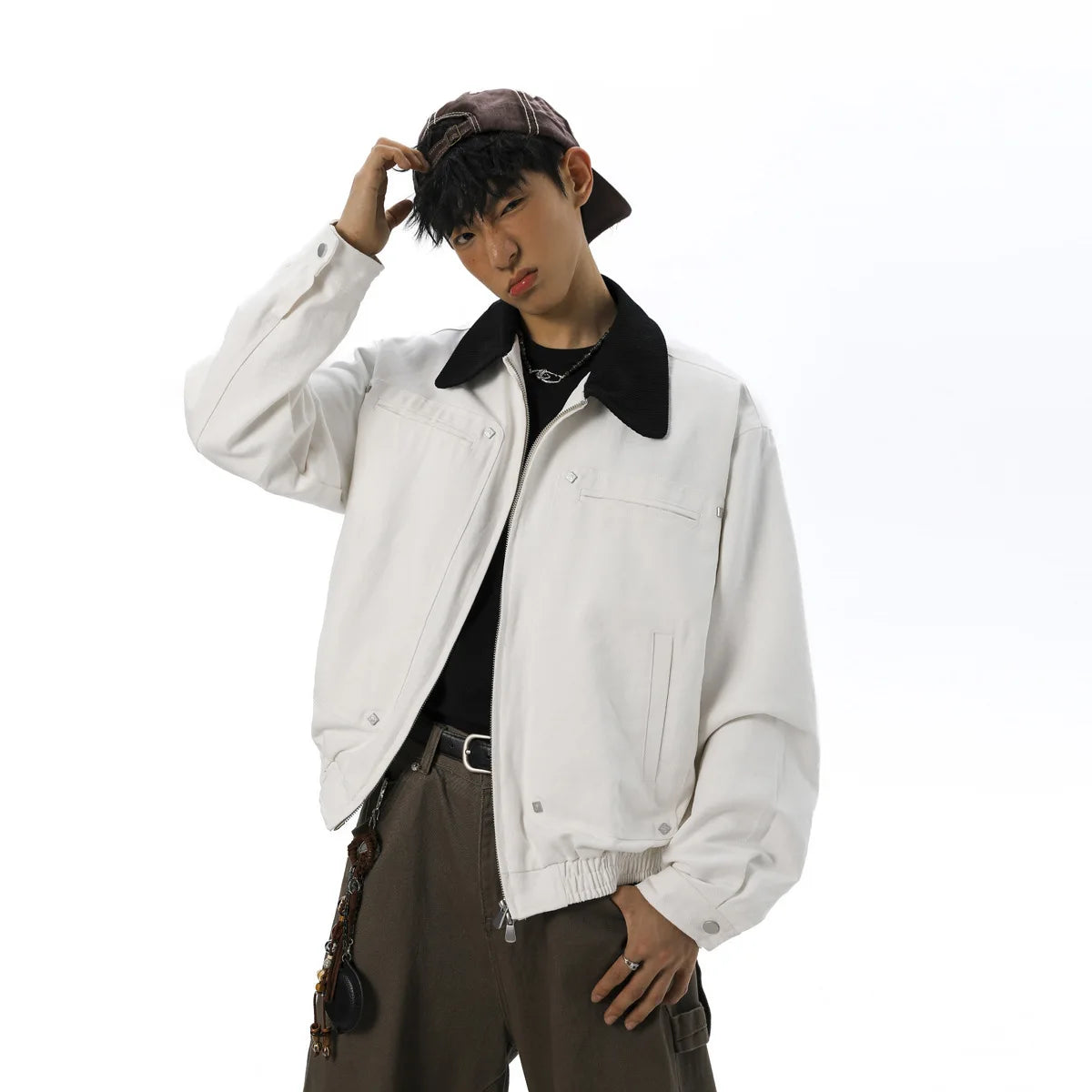 Lapel Vintage Jacket Washed Jacket White Jacket SIN0920