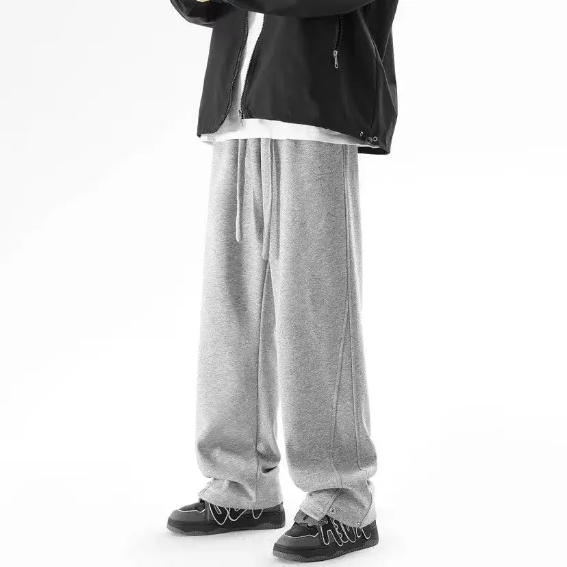 2024 New Style Men's Loose Fit Casual Pants Korean Trendy Versatile Pants Autumn Winter Thin Drape Wide Leg Pants