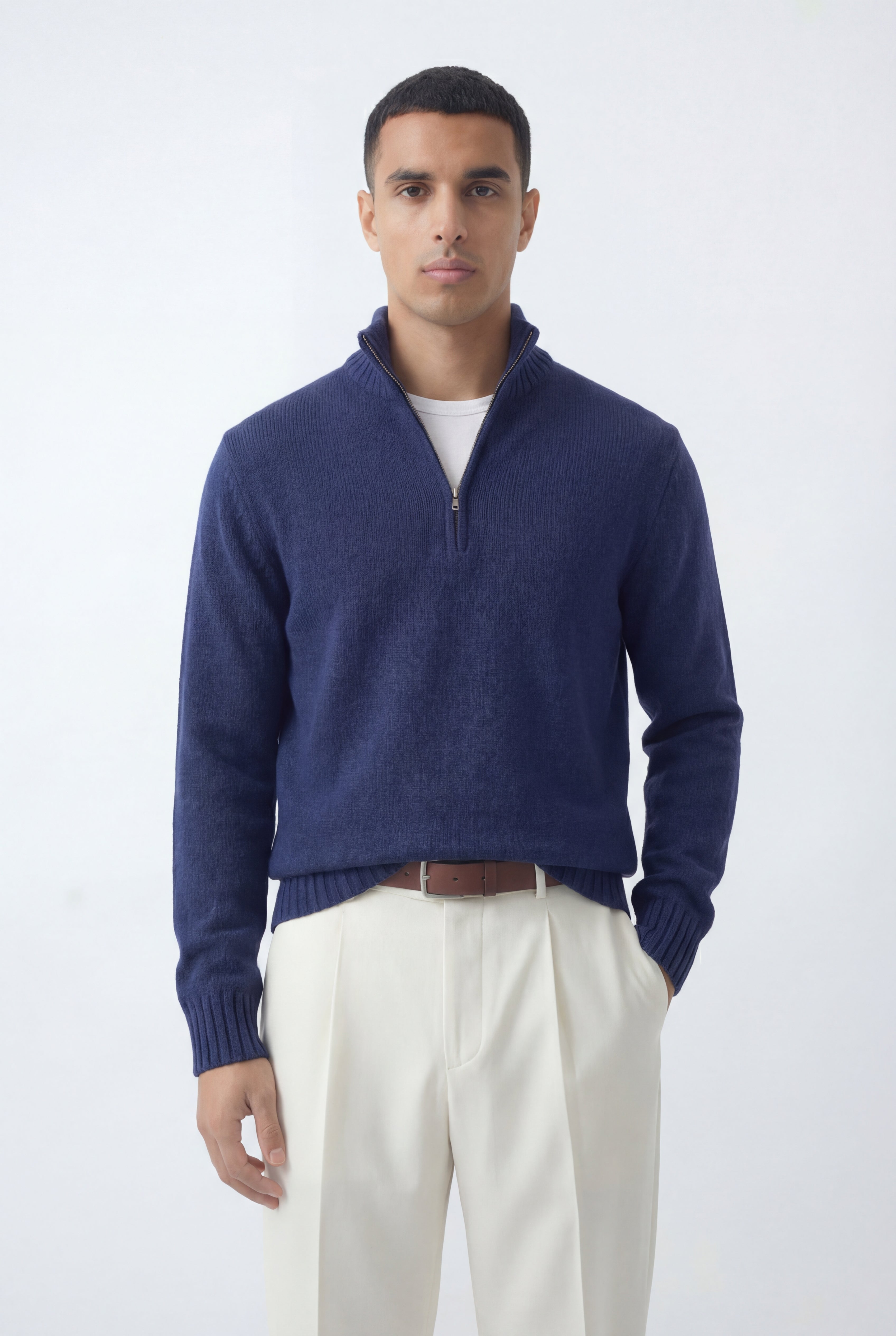Half-Zip Mock Neck Sweater Relaxed