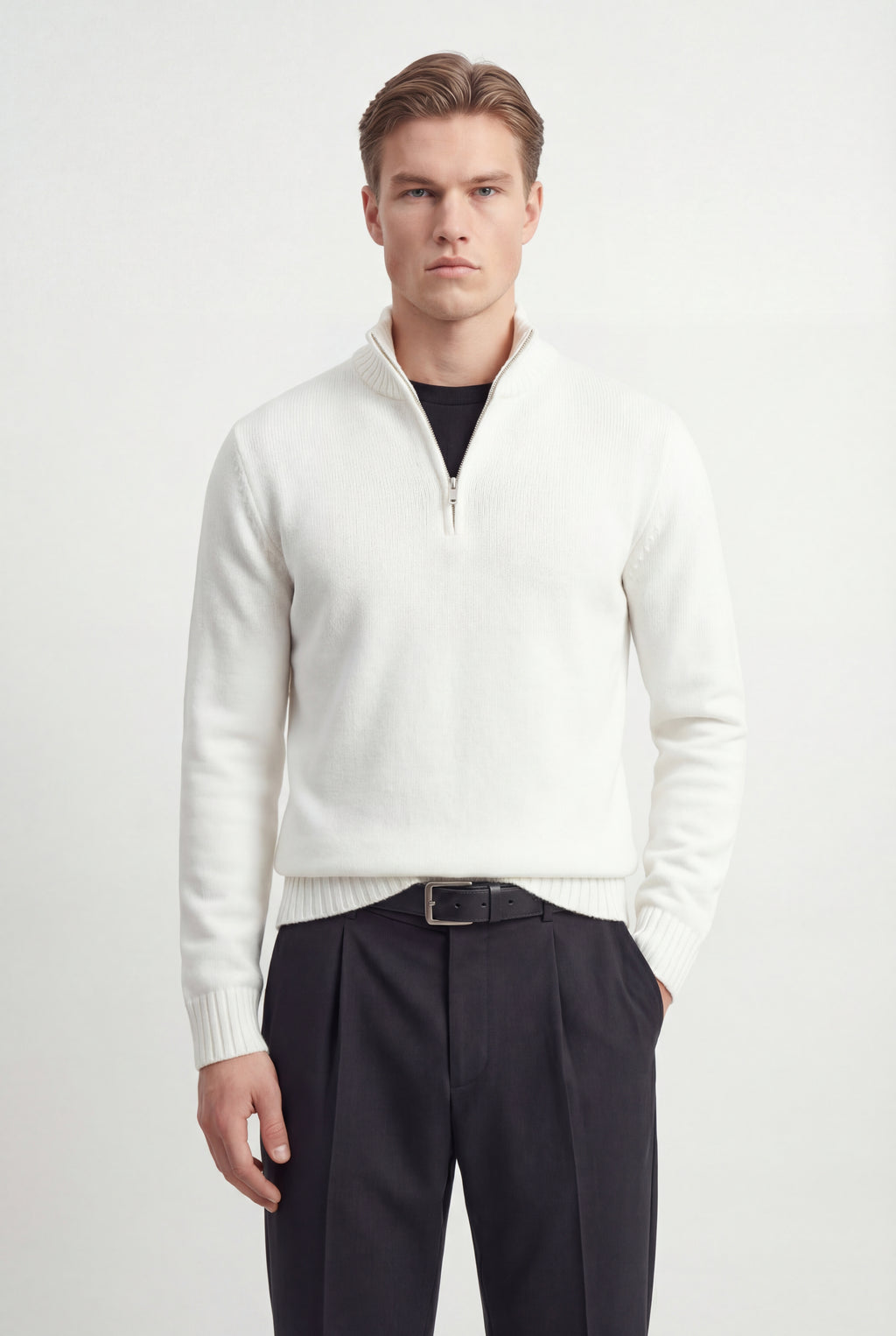 Half-Zip Mock Neck Sweater Relaxed
