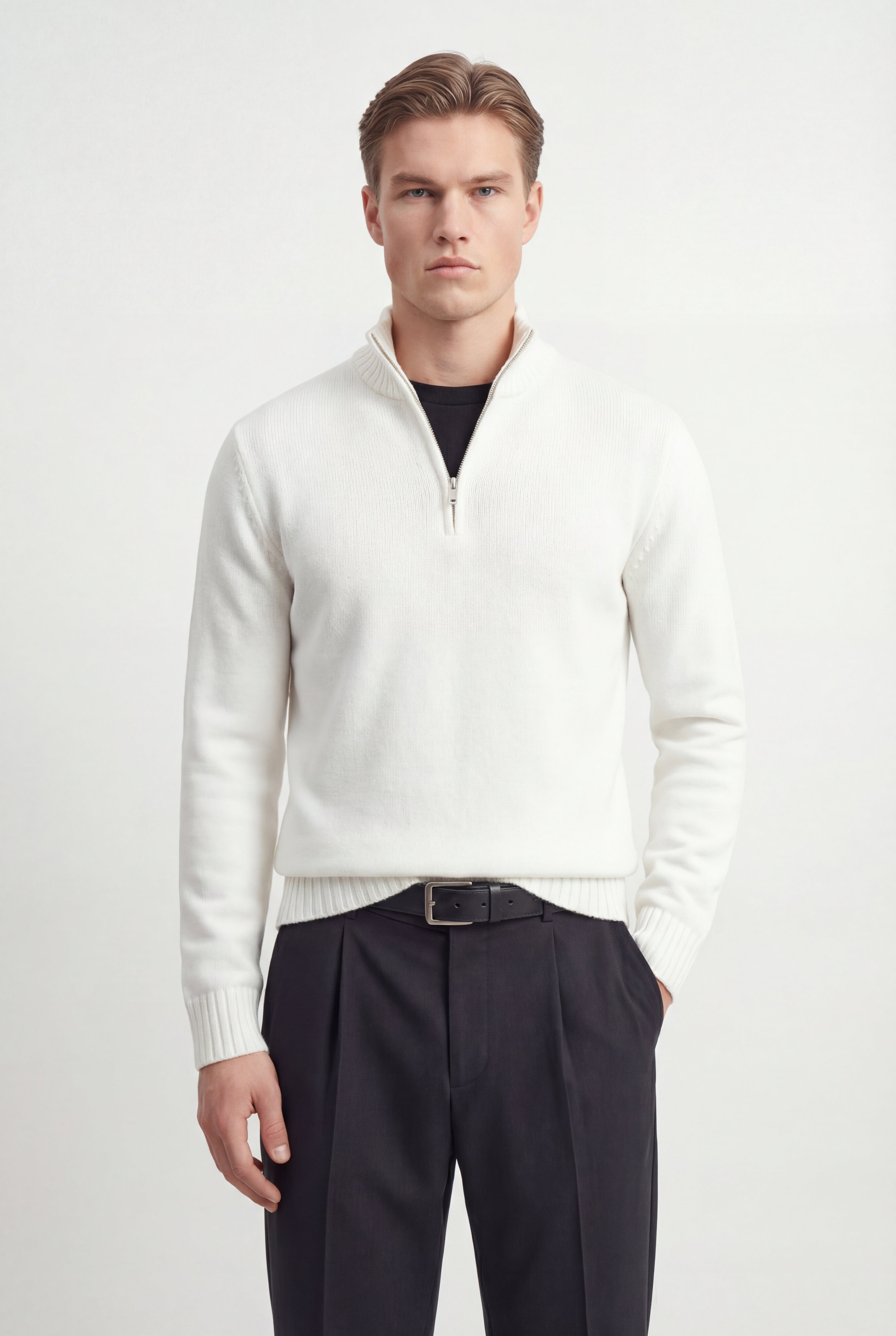 Half-Zip Mock Neck Sweater Relaxed