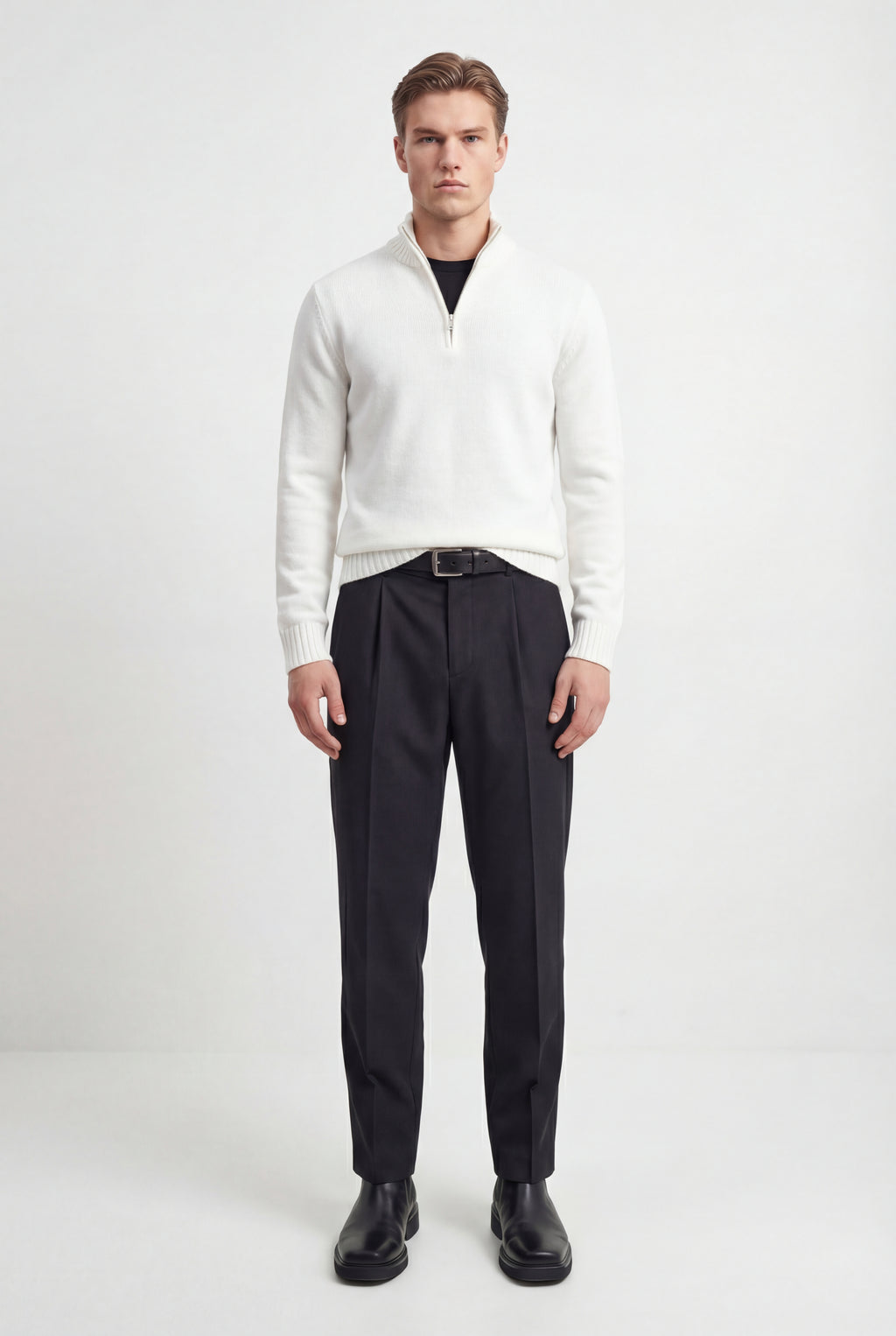 Half-Zip Mock Neck Sweater Relaxed