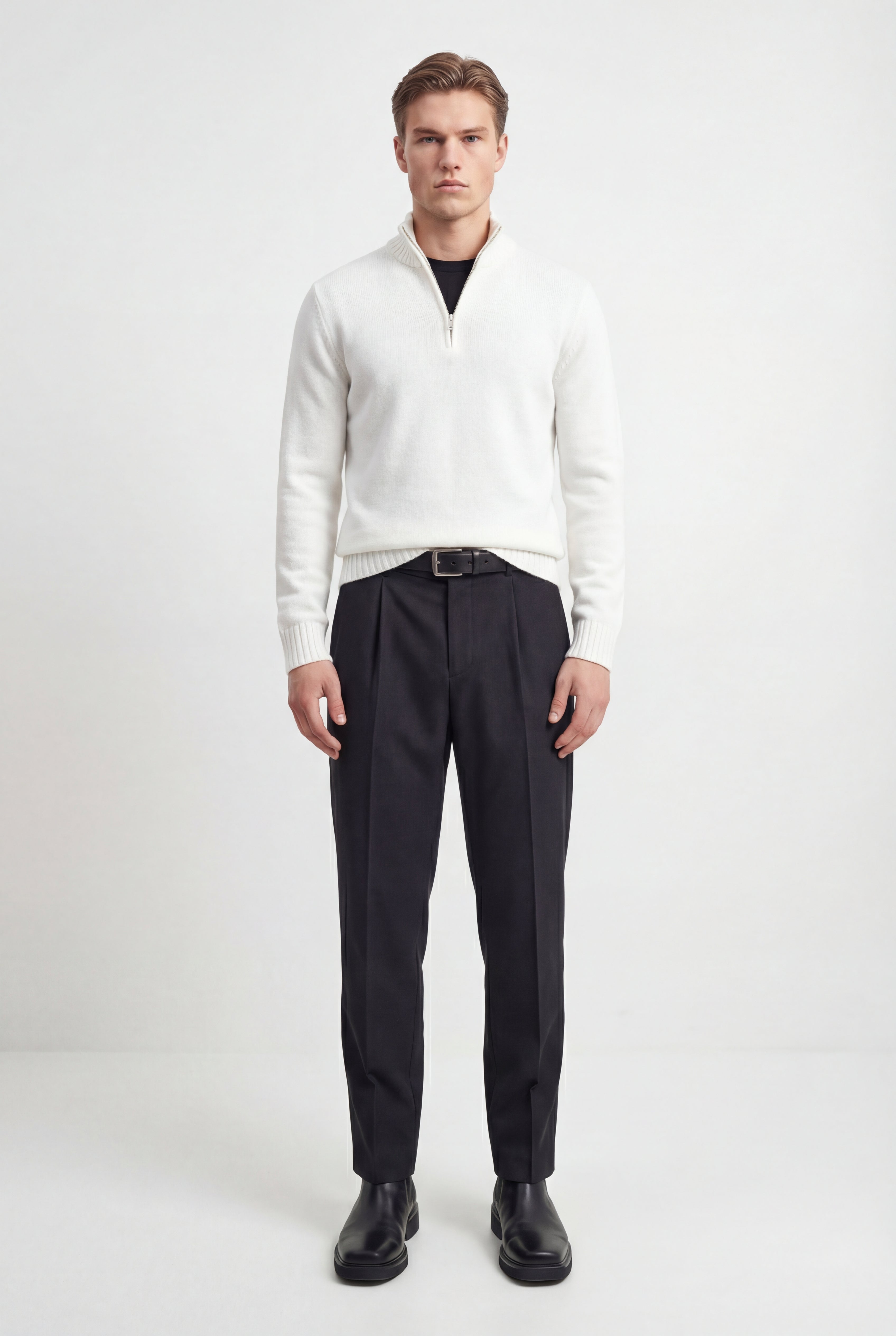 Half-Zip Mock Neck Sweater Relaxed