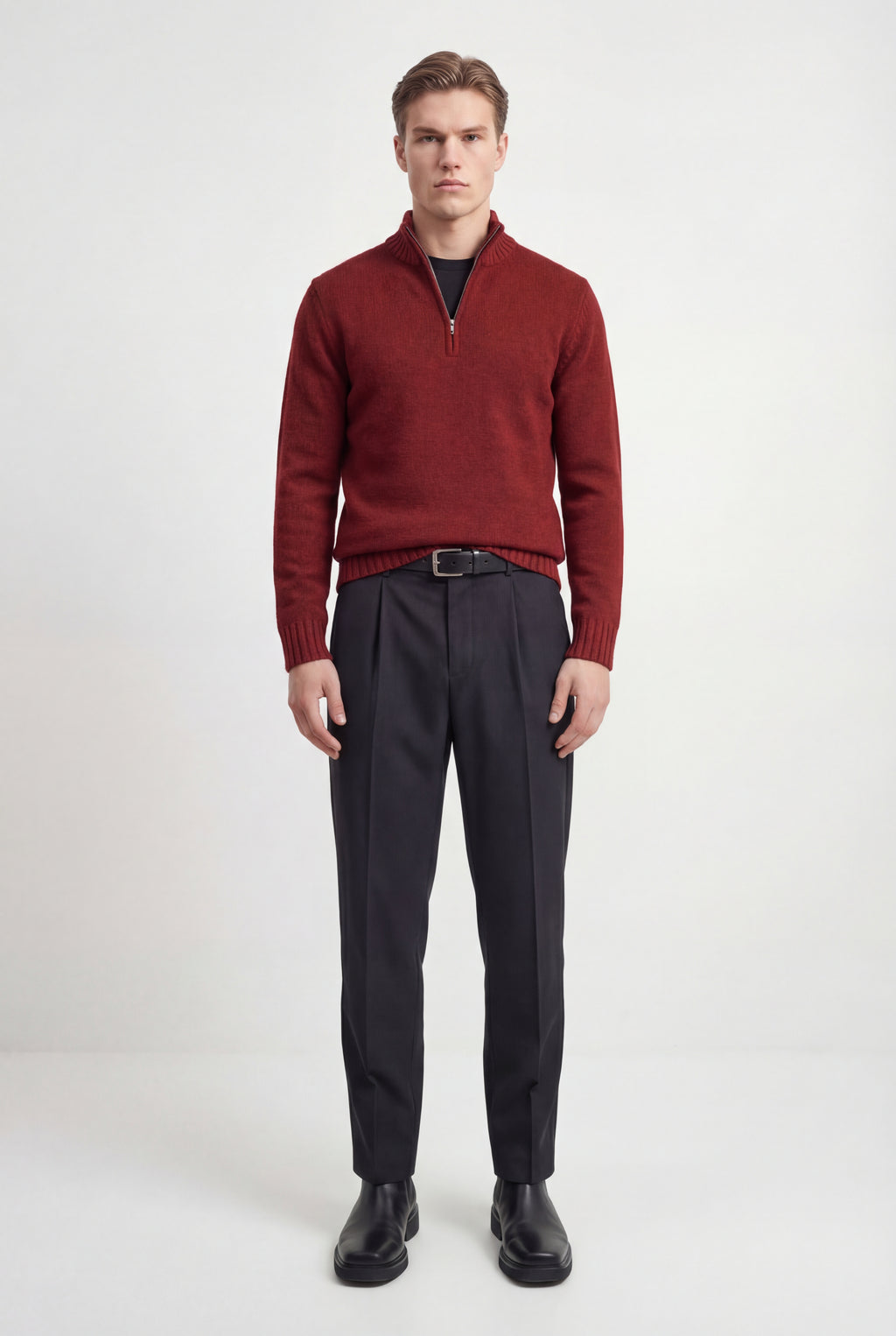 Half-Zip Mock Neck Sweater Relaxed