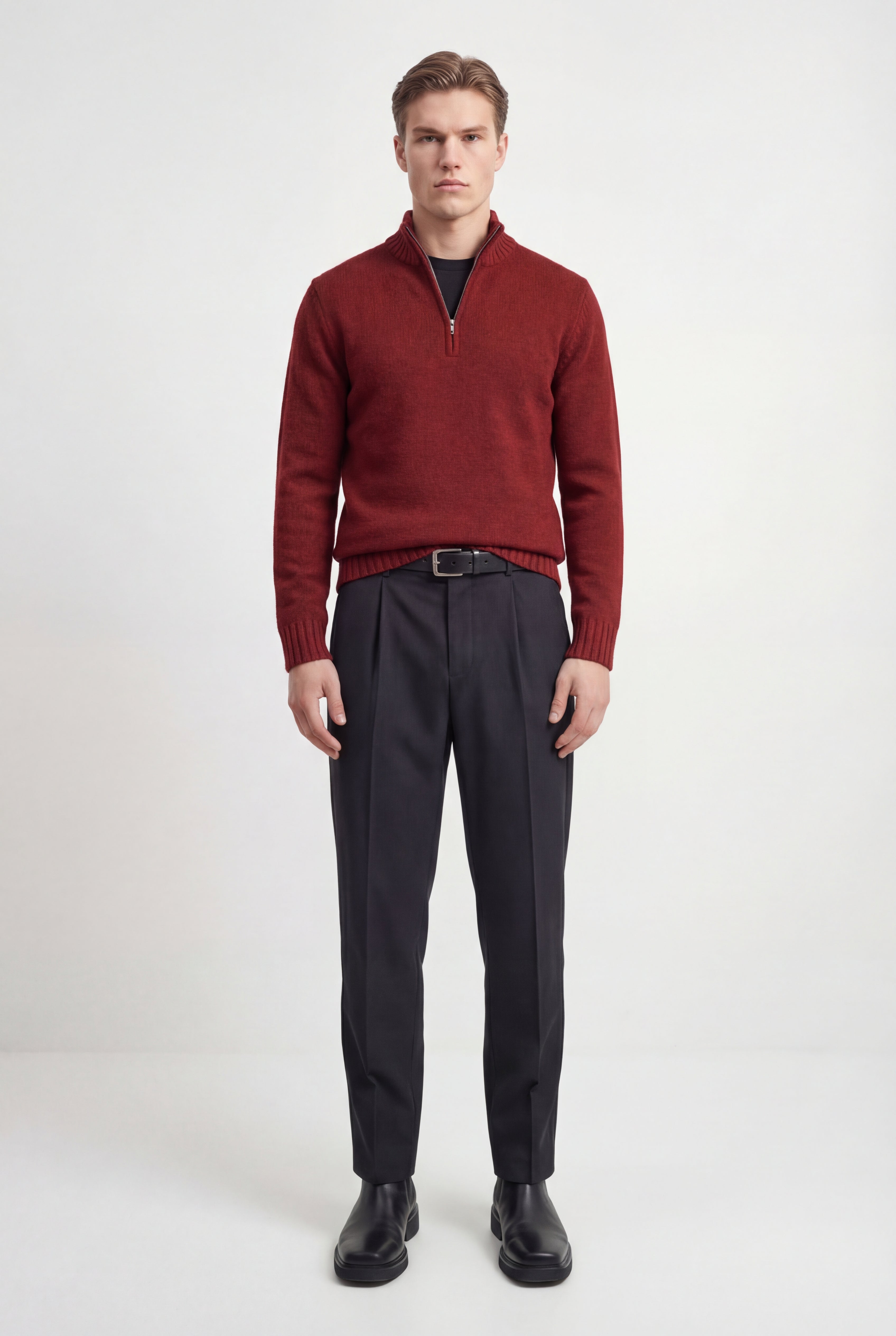 Half-Zip Mock Neck Sweater Relaxed