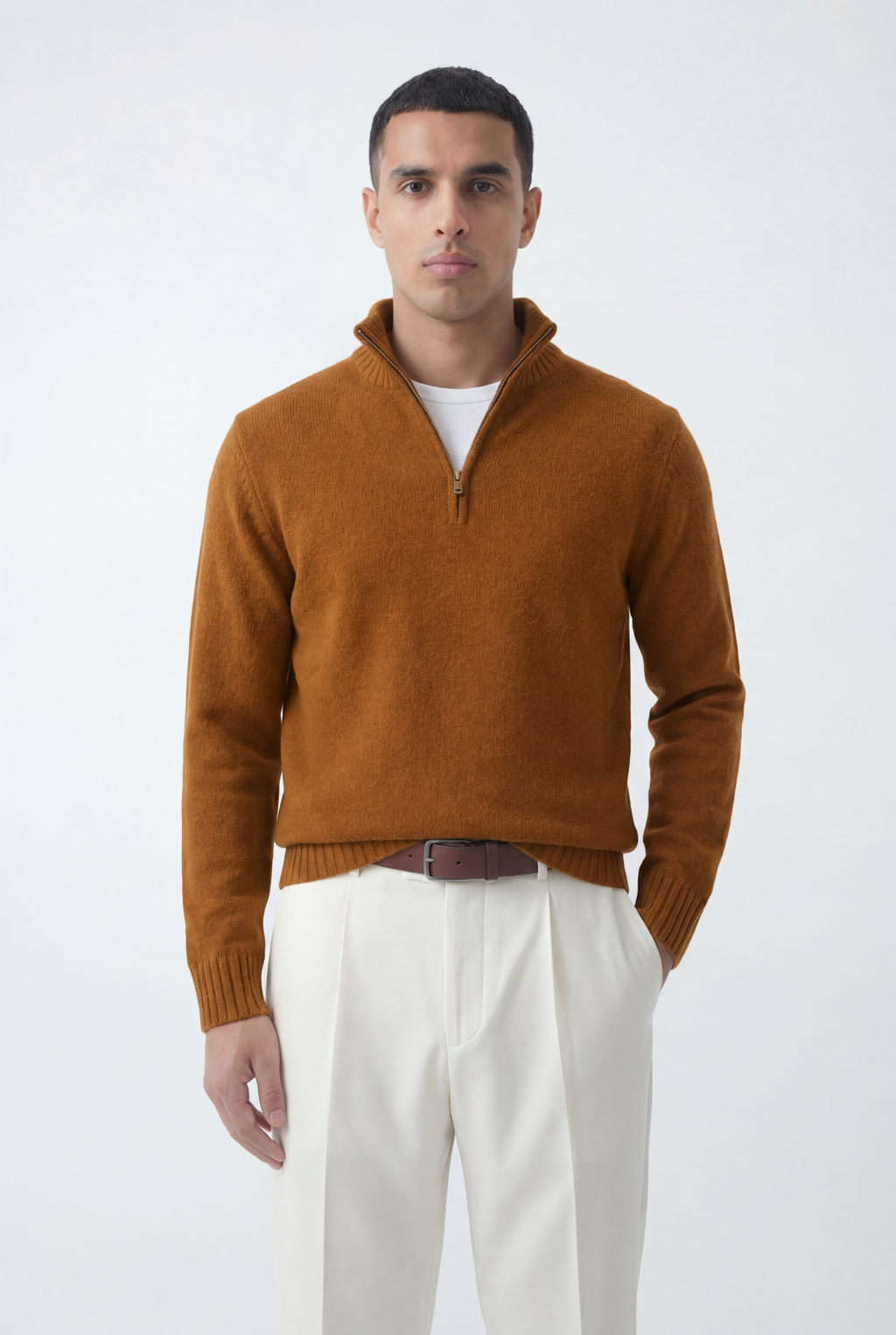 Half-Zip Mock Neck Sweater Relaxed